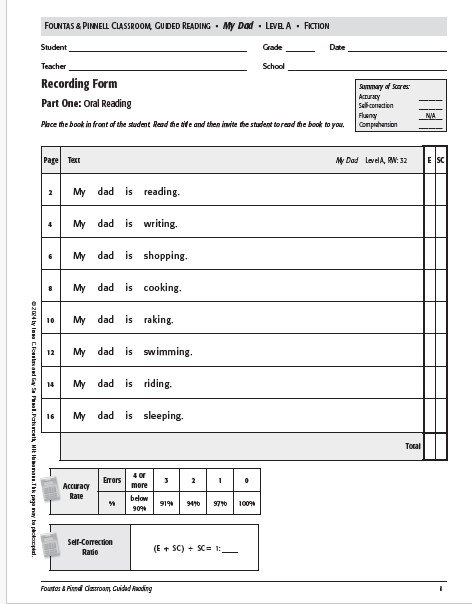 Kindergarten Guided Reading Recording Forms, 2nd edition